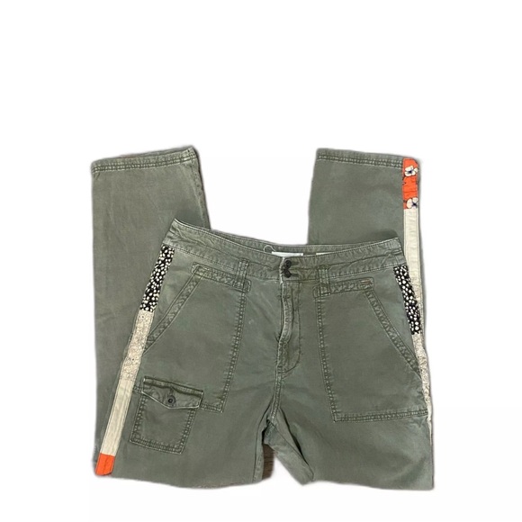 Olive Green Cargo Pants with Side Stripes - Picture 3 of 10